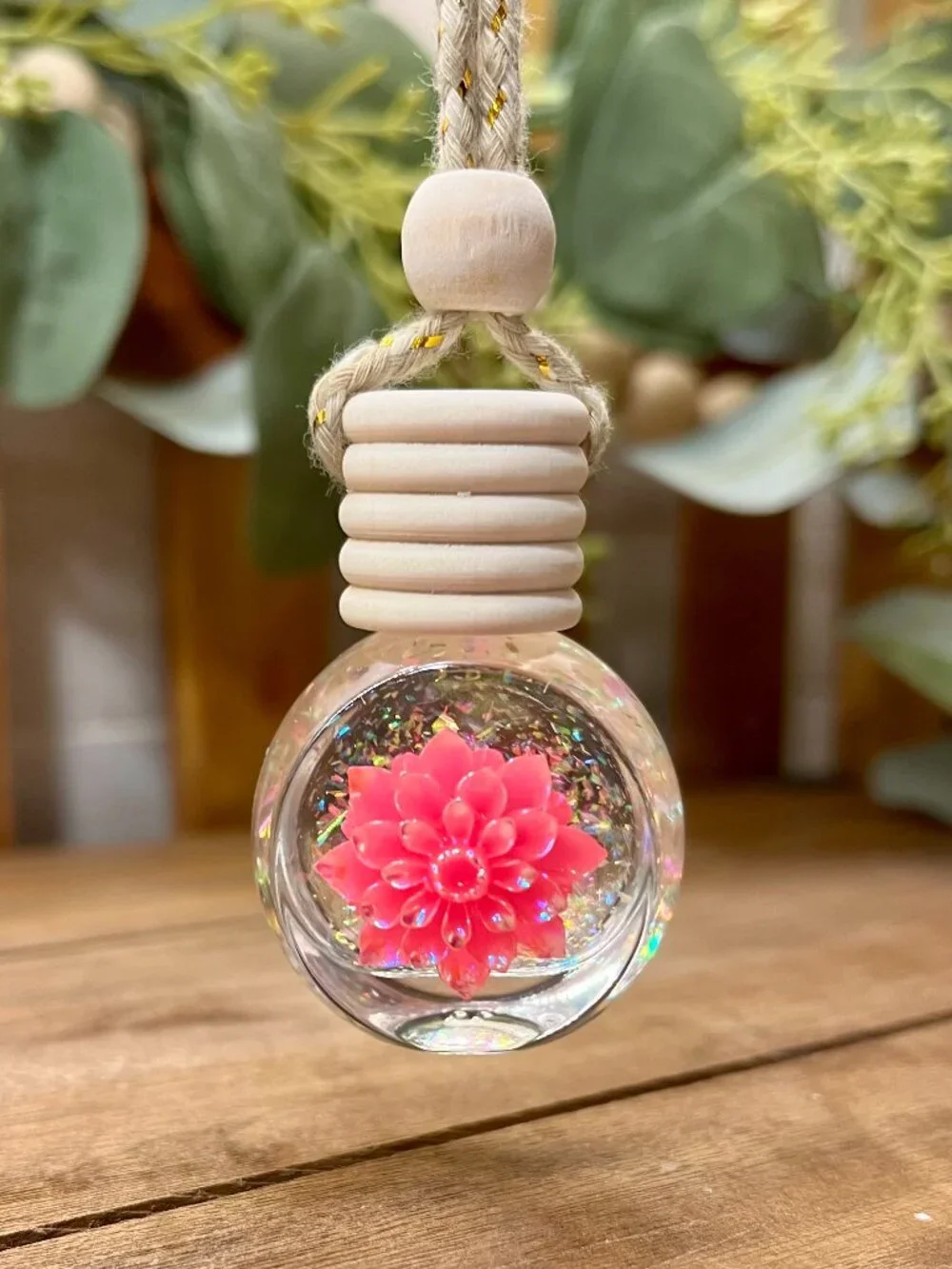 Hot Pink Flower Car Diffuser, Pink Car Air Freshener, Fragrance Oil, Car Charm